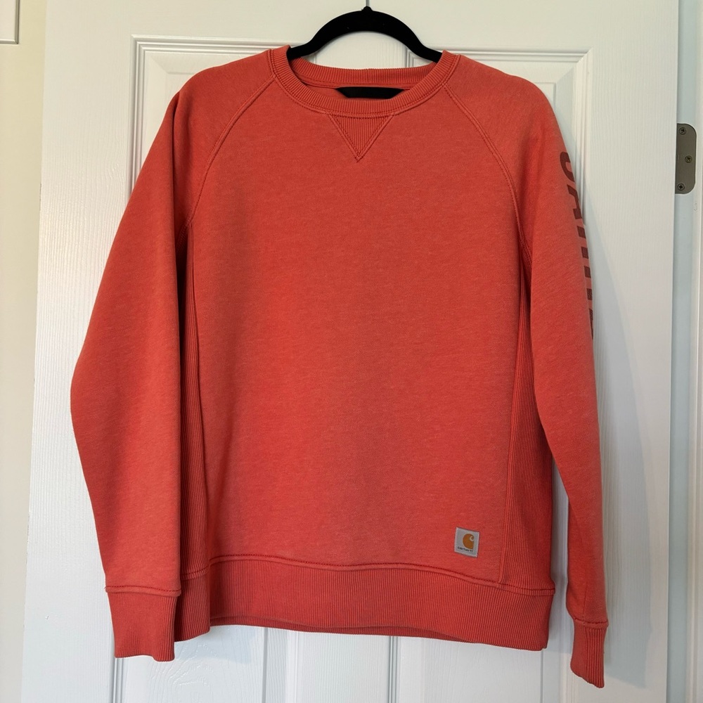 Carhartt relaxed fit midweight graphic crewneck sweatshirt sz M orange/coral